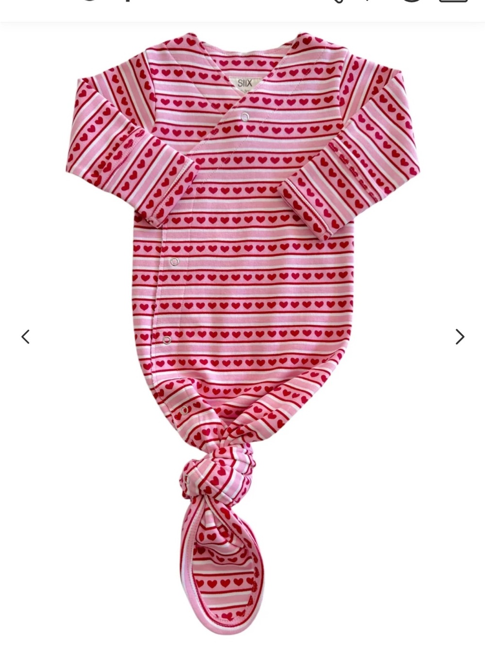 SIIX Valentine Stripe Kimono Knot Gown Organic cotton newborn infant 0-3 months
